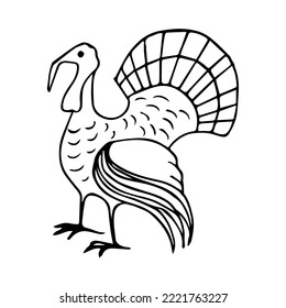 Doodle turkey bird. Hand-drawn thanksgiving day. Vector illustration