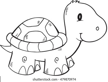 Doodle Turtle Vector Illustration Art 
