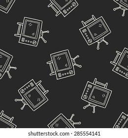 Doodle TV seamless pattern background