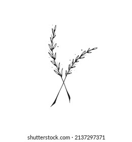 Doodle two branches on a white background 