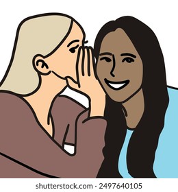 Doodle of two girls chatting gossiping in color