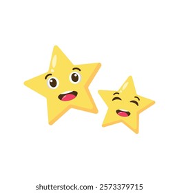 Doodle two happy star cartoon character