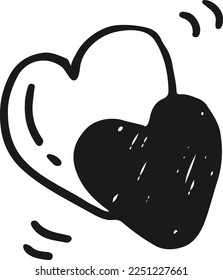 Doodle of two hearts beating together.