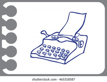 doodle typewriter on white paper