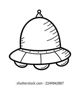 doodle ufo isolated on white background