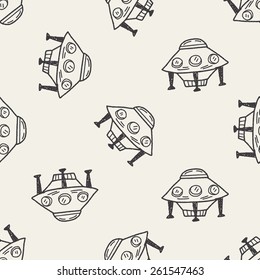 Doodle Ufo seamless pattern background
