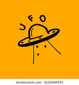 Ícone simples de ilustração de Espaço UFO Doodle