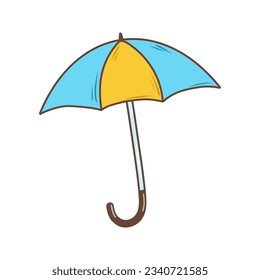 Doodle umbrella illustration, vector hand drawn color icon