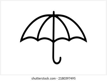 Doodle Regenschirm einzeln. Rahmensymbol. Logo Herbst. Skizze, Vektorgrafik. EPS10