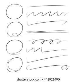 doodle underline set and circle markers