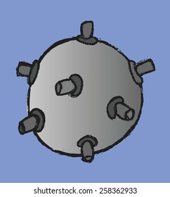 doodle underwater mines, vector design element naval mine