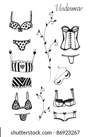 Doodle underwear elements.