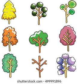 Doodle of unique tree collection vector art