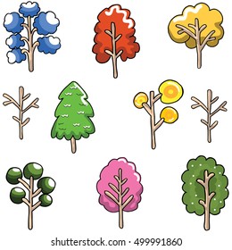 Doodle of Unique tree set collection vector illustration