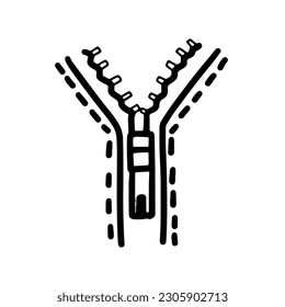 Entpackungsdoodle , einfache Zip-Zeichnung, Vektor der Unzip-Datei, entpackte Handzeichnung