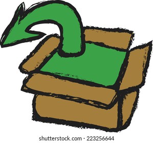 doodle upload cardboard box and arrow