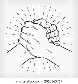 Doodle Urban Soul Handshake Handdrawing Sketch Thumb Clasp Vector