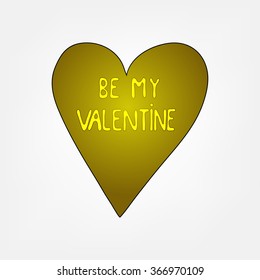 doodle valentine greeting card - colored heart with doodle text "be my valentine"