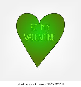 doodle valentine greeting card - colored heart with doodle text "be my valentine"