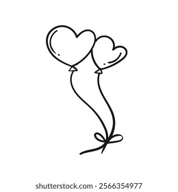 Doodle valentine love balloon vector illustration