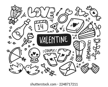 doodle with valentine theme from hand drawn
