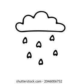 Doodle Valentines Day cloud. Hand-drawn love symbol isolated on white background. Outline kawaii print. Cute heart-shaped rain greeting card. Romantic weather sign. Vector concept sketch illustration