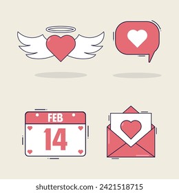 Doodle valentines day element pack