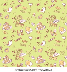 Doodle Valentine's day lovely seamless texture