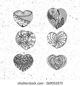 Doodle Valentines Day vector Hearts Collection