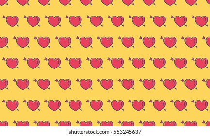 Doodle valentines heart arrow pattern
