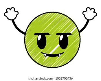 doodle vampire emoji face expression with arms