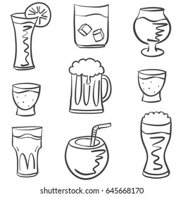 Doodle various drink hand draw