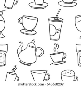 Doodle various drink theme collection