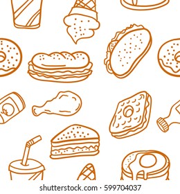 Doodle of various food style collection