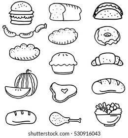 Doodle of various food vector art illustration