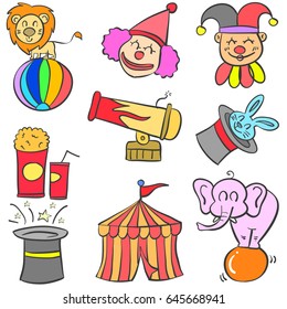 Doodle of various object circus