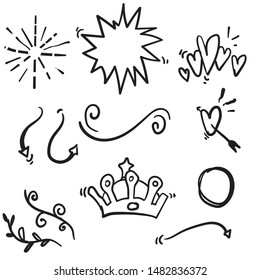 doodle various object collection handdrawn style
