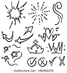 doodle various object collection handdrawn style