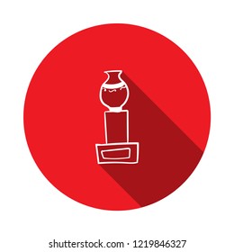 doodle vase on the pillar icon  with long shadow