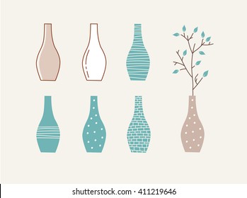 Doodle vases and flower design