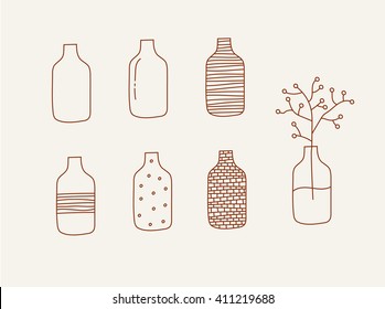 Doodle vases and flower design