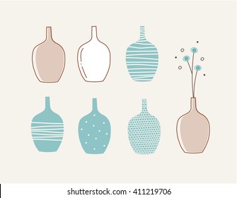 Doodle vases and flower design