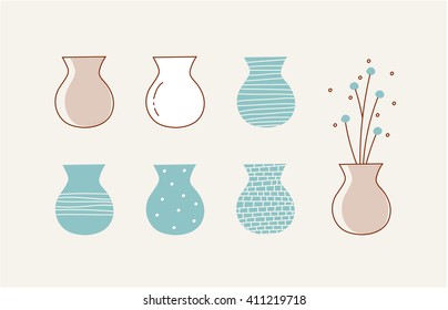 Doodle vases and flower design