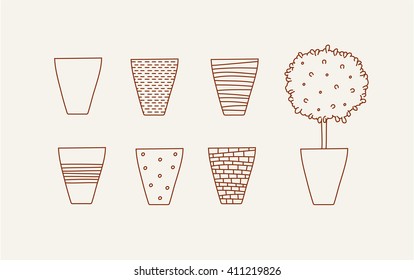Doodle vases and flower design