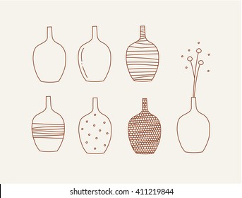 Doodle vases and flower design