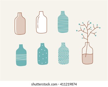 Doodle vases and flower design