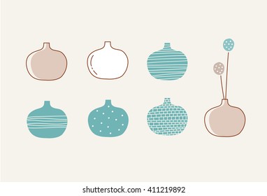 Doodle vases and flower design