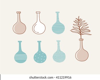 Doodle vases and flower design