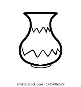 Doodle vases and flower vector hand drawing 