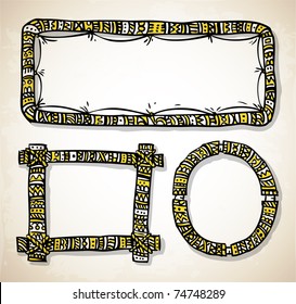 Doodle vector african style frame